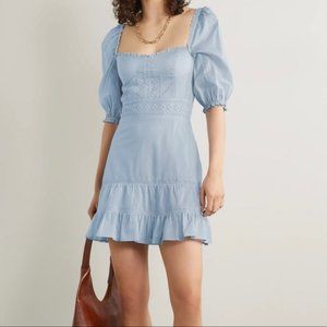 Reformation Paxton Lace Ruffle Puff Sleeve Mini Dress